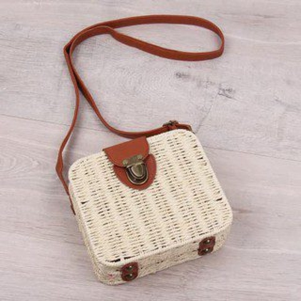 Ladies Straw Shoulder Bag Box Woven Crossbody Boho Messenger Square Beach Summer - Image 9