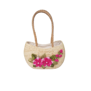 Handmade Embroidered Flowers Water Hyacinth Bag