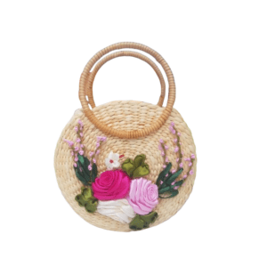 Circle Shape Handmade Water Hyacinth Women Handbag